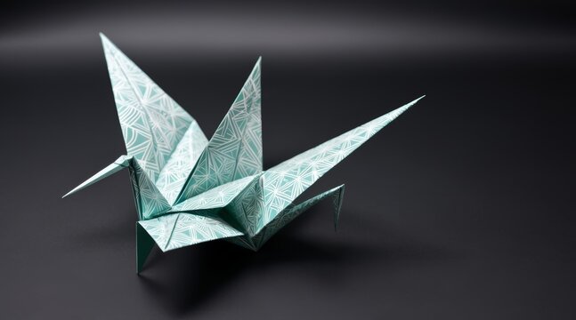 Intricate origami crane with patterned paper for International Mother Earth Day