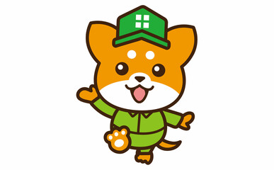 可愛い柴犬のキャラクター 作業着
