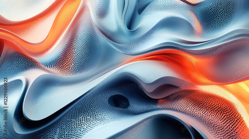 Poster dynamic abstract art design 3d elements and smooth gradients featuring intricate patterns and a futu