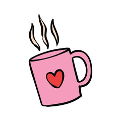 coffee cup valentine doodle illustration hand drawn