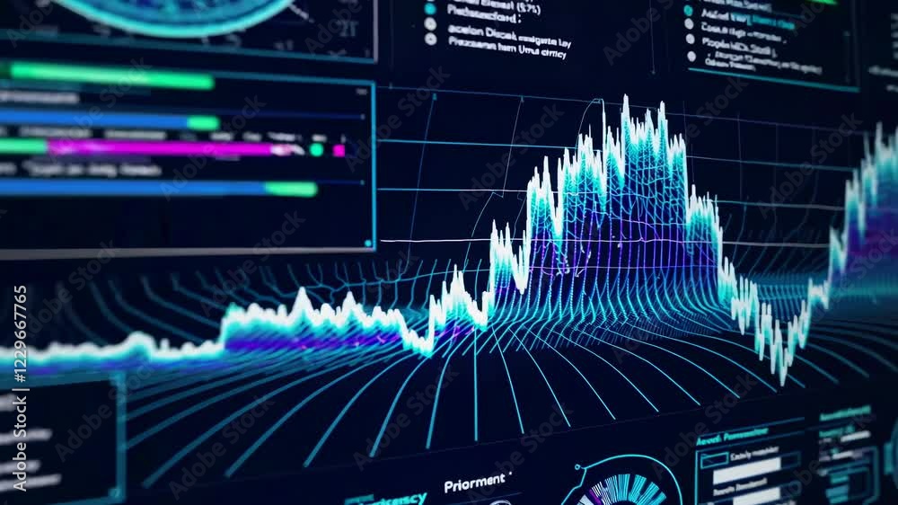 Poster futuristic laboratory with advanced vfx and hud displays featuring holographic data and dynamic visu