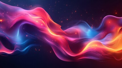 Fototapeta premium Dynamic neon wave background abstract 3D shapes and flowing glass elements forming a visually striking art design