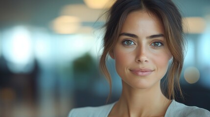 Fototapeta premium young businesswoman using pc for online banking and analysis in modern office workspace