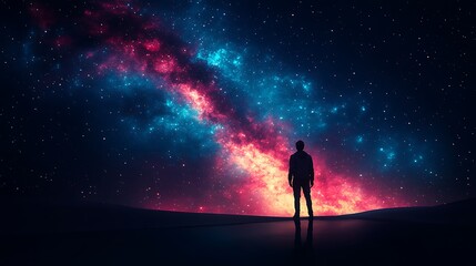 Fototapeta premium A stunning night in the desert with a galaxy-filled sky, the starsa?? light blending beautifully with the dunes.