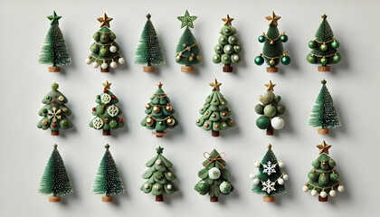 Christmas tree decoration .isolated big tree collection isolated on white