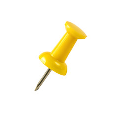 Yellow thumbtack isolated on transparent background