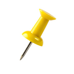 Yellow thumbtack isolated on transparent background