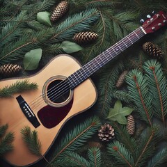 Guitar Pine rustic simplicity Izobrajen