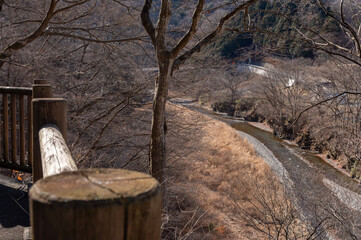 乙父のもみじ休憩所から眺める神流川の流れ