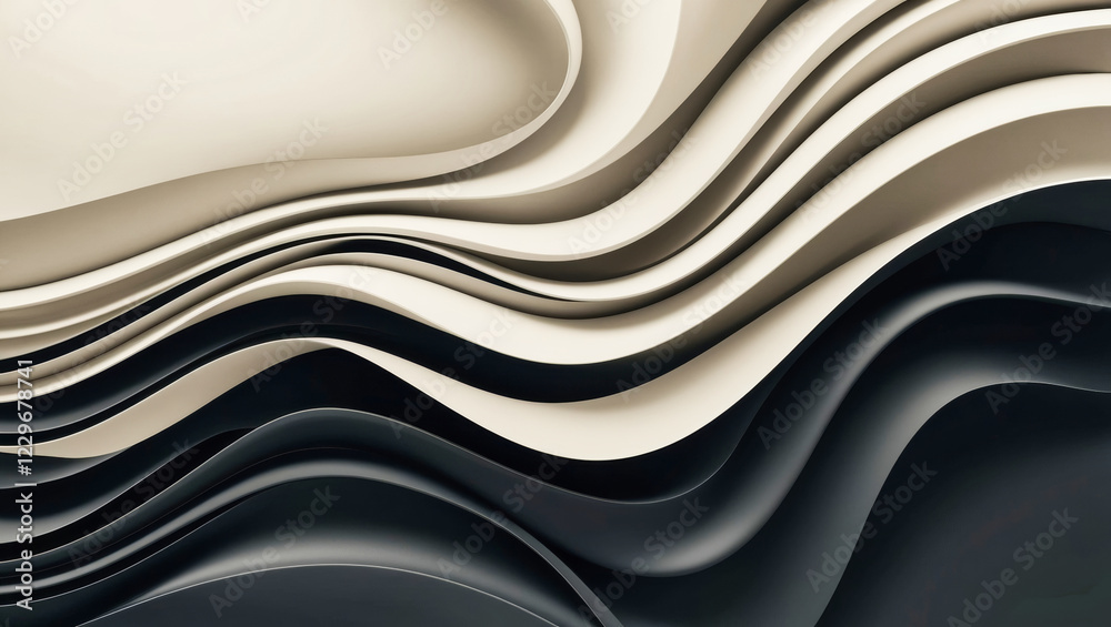 Wall mural elegant abstract three dimensional waving shapes