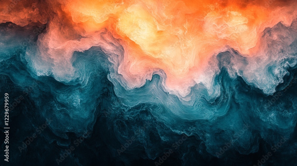Poster elegant combination of dark teal soft coral with a smooth grainy texture and noise effect creating a