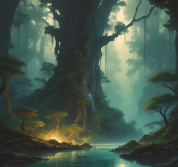 Obraz premium Halloween fairy tale forest