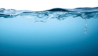 Water surface isolated on transparent background. Ocean and sea