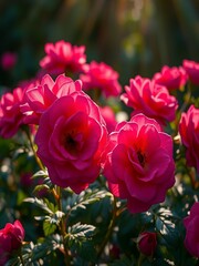 Obraz premium Dark pink rose garden AI image Very beautiful. And the wallpaper, the garden, roses 