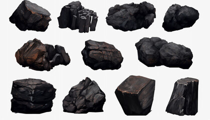 set of black charcoal