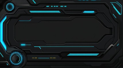 Abstract dark tech background with glowing blue lines and empty space for text or logo.