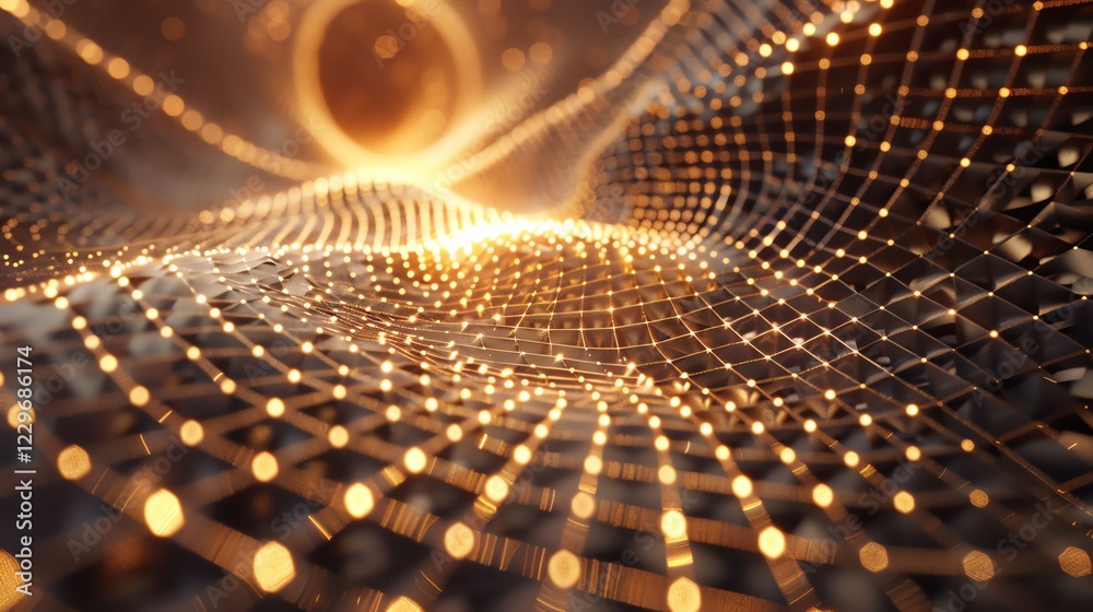 Wall mural abstract glowing grid. futuristic technology concept. 3d rendering.