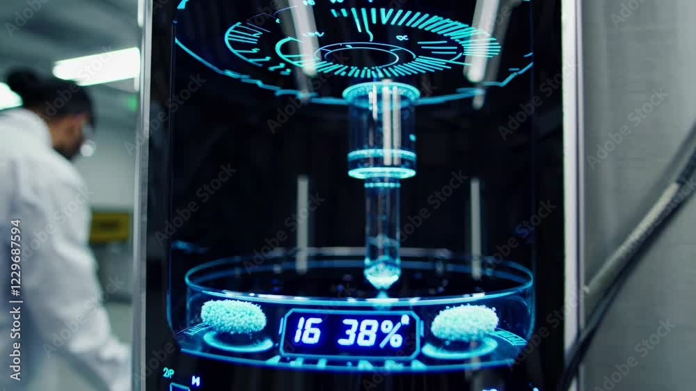 Leinwandbilder Innovative scientists working on advanced research in a modern laboratory with hologram displays and futuristic technologies