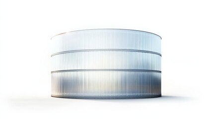 Obraz premium Large plastic water storage tank with ribbed structure, isolated, ultra-clean lighting, commercial photography style.
