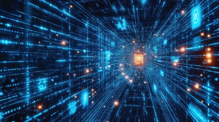 A high-tech electric power distribution background featuring AI analytics, data-driven optimization, and cyber-energy networks.