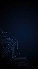 Obraz premium Minimalist dark wallpaper with glowing circuit board patterns running diagonally evoking a sense of modern technology