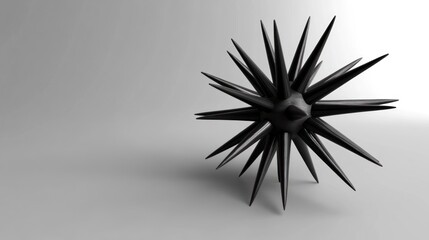 Abstract black spiky sphere on white background.