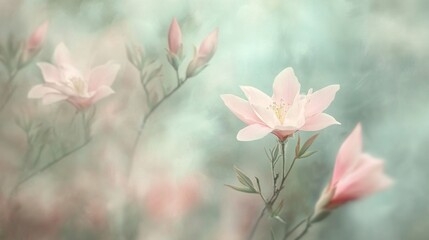 Obraz premium Delicate Pink Magnolia Blossoms in Pastel Hues