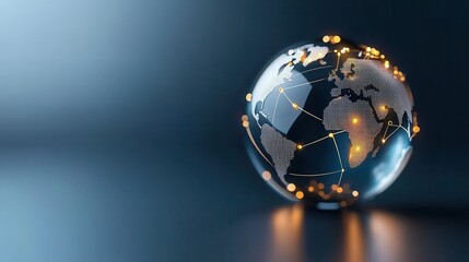 A futuristic globe with glowing connections, symbolizing global communication and technology advancements.