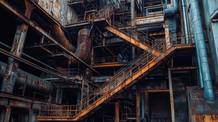 A weathered metal surface with streaks of rust and corrosion, emphasizing a worn, industrial aesthetic with plenty of open space.