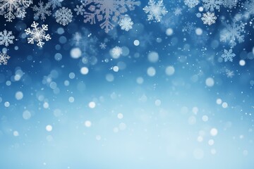 Fototapeta premium Winter background with falling snowflakes and bokeh effect creating a magical christmas atmosphere