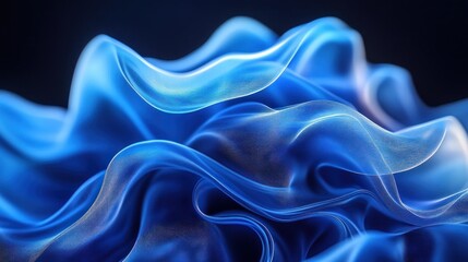 Fototapeta premium Abstract blue fabric waves, flowing, textured.