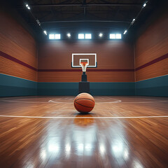 basketball in the middle of the court