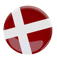 Illustration of a glossy button with the flag of Denmark