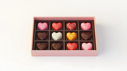 A box of assorted chocolates with hearts on them
