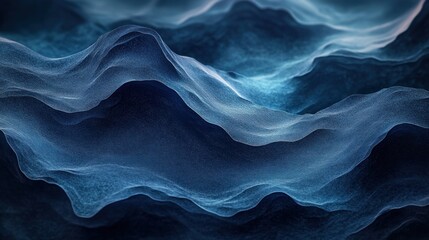 Abstract dark blue wavy landscape.