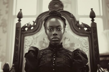 Obraz premium Victorian-inspired African American woman in regal pose .