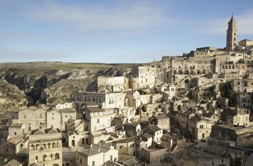 View of the town, Sassi di Matera, cave dwellings, Matera, Basilicata, Italy, Europe