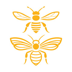 bee and flower logo, Bee line art Set, vector file  
