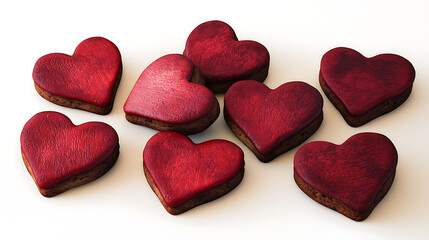 Obraz premium A close up of a dozen red heart shaped cookies