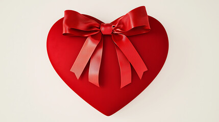A red heart with a red ribbon tied around it