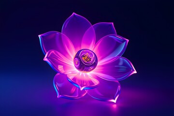Vibrant Purple Flower Illuminated by Soft Light. Showcasing Delicate Petals in a 3D Render