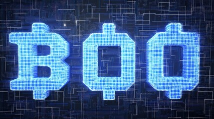 Blue Digital Currency Symbols Representing Blockchain Technology and Transactions