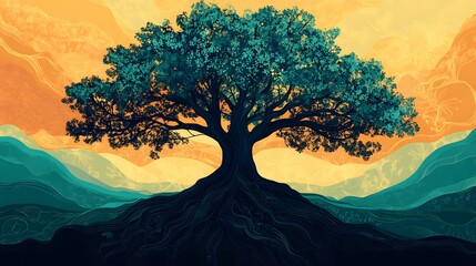A creative flat illustration highlighting the International Day for the Elimination of Racial Discrimination, featuring a large tree with roots symbolizing equality and branches representing different