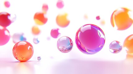 Colorful bubbles floating against a white background, ideal for modern design and creative projects.