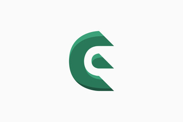 Obraz premium Geometric green letter E logo