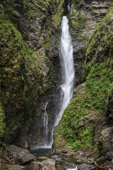 France, Pyrenean mountain range, lys valley, beech-fir forest of Suberlenc, great waterfall of Enfer, Europe