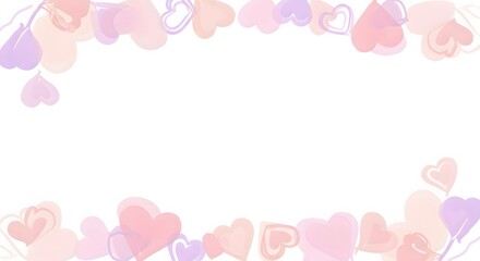 Romantic Pastel Heart Frame Background with Soft Pink and Purple Tones