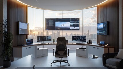 High-Tech Home Office with AI Assistant