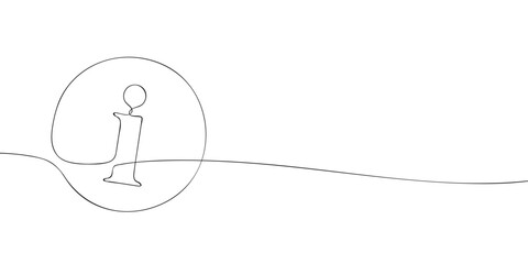 A single line drawing of an info. Continuous line symbol of information icon. One line icon. Vector illustration.