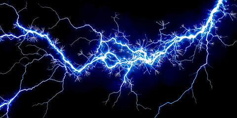 Fototapeta premium A highly detailed close-up of an electric arc creating bright blue and white sparks, illuminating the surrounding darkness with raw energy and intense detail.